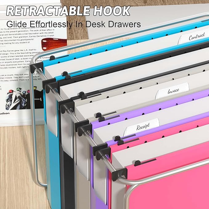 Plastic Extra Capacity Hanging File Folder,12 Pack Expanding Hanging File Folders Letter Size, Heavy Duty Folders 2 Inch Expansion, Reinforced Hanging Folders Designed for Bulky Files(Colorful)-DeskLoop Office