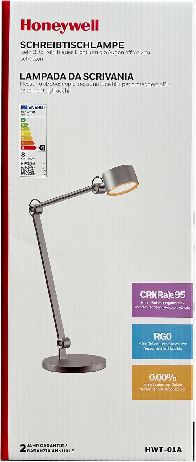 Honeywell LED Desk Lamp, 01A Sunturalux Desk Light for Home Office, 4000K Dimmable Eye Caring Natural Light Architect Lamp with Metal Swing Arm Lamp for Desk Craft Reading-DeskLoop Office