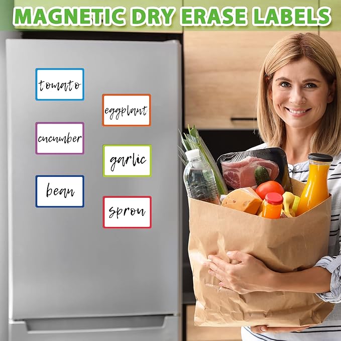 99 Pcs Magnetic Dry Erase Labels Reusable Name Magnets for Classroom Whiteboard 3 Sizes Colored Magnetic Blank Cards for Office Home Kitchen Fridge(Colorful)-DeskLoop Office