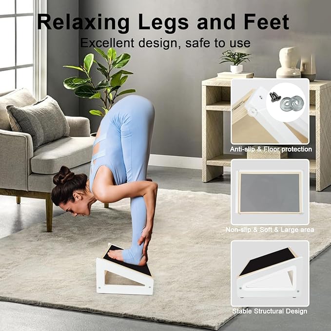 WOOD CITY Foot Rest for Under Desk at Work, 3 Heights Adjustable Footrest with Silicone Surface, 2 in 1 Foot Stool Improve Posture, Reduce Fatigue & Pain, Ideal for Home/Office/Gaming (Natural-White)-DeskLoop Office