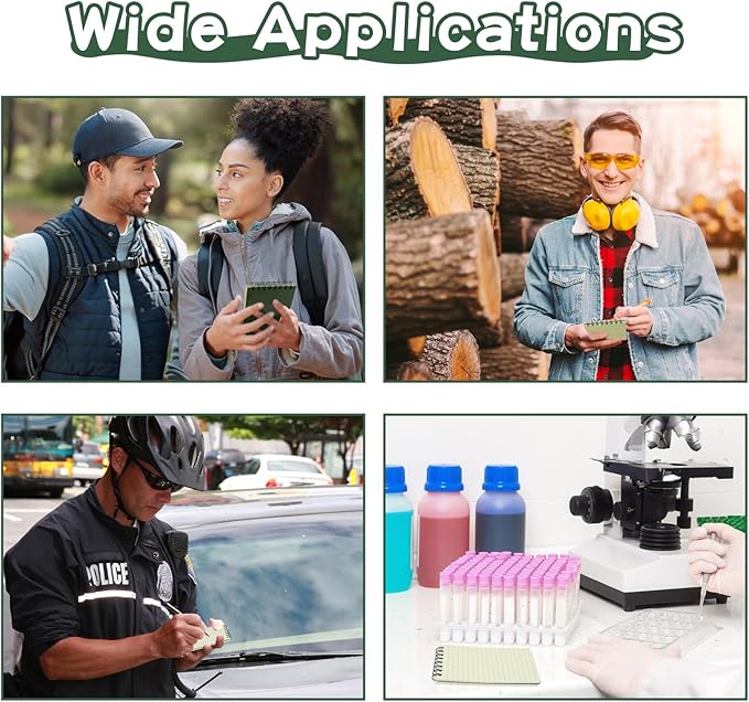 10 Pack Waterproof Notebook, All-Weather Pocket Sized Tactical Notepad, Top Spiral Memo Grid Paper Notepad for Outdoor Activities Recording(Army Green, 3"x5")-DeskLoop Office