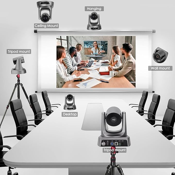 10X PTZ Conference Webcam with 3G-SDI/HDMI/USB Output, 1080P PTZ Live Streaming Camera for Church, Education, Conference Room Camera Attached Remote Control Work with Zoom, Skype, OBS-DeskLoop Office
