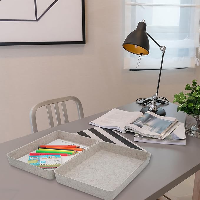 Welaxy 2-piece Office desk drawer organizer tray letter-size documents paper book file Folder Holder Scandinavian-chic storage bin hygge design sleek minimalist gifts idea storage bins (Oatmeal)-DeskLoop Office