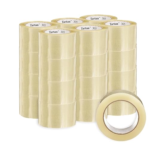 3M Tartan Box Sealing Tape 305, Clear, Light Duty, Durable, 2.83 in x 109.36 yds (72 mm x 100 m), 24 Rolls/Case-DeskLoop Office