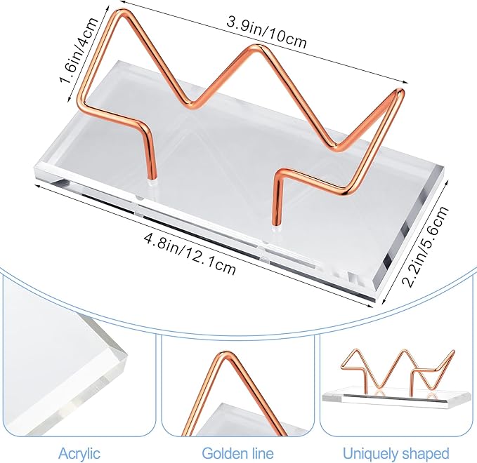 Amyhill 2 Pieces Acrylic Business Card Holder for Desk Clear Horizontal Business Card Display Stand Postcard Holder for Office Home Desktop (Rose Gold)-DeskLoop Office