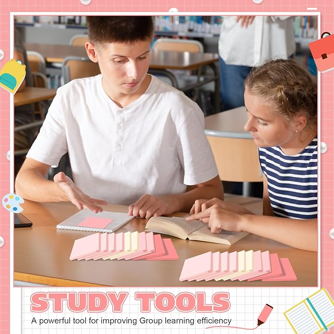Fainne 60 Pack Sticky Notes Bulk Back to School Supplies Self Stick Note Pads Paper Memo for Office First Day of School Student Teacher Essentials (3x3 Inch,Pink)-DeskLoop Office
