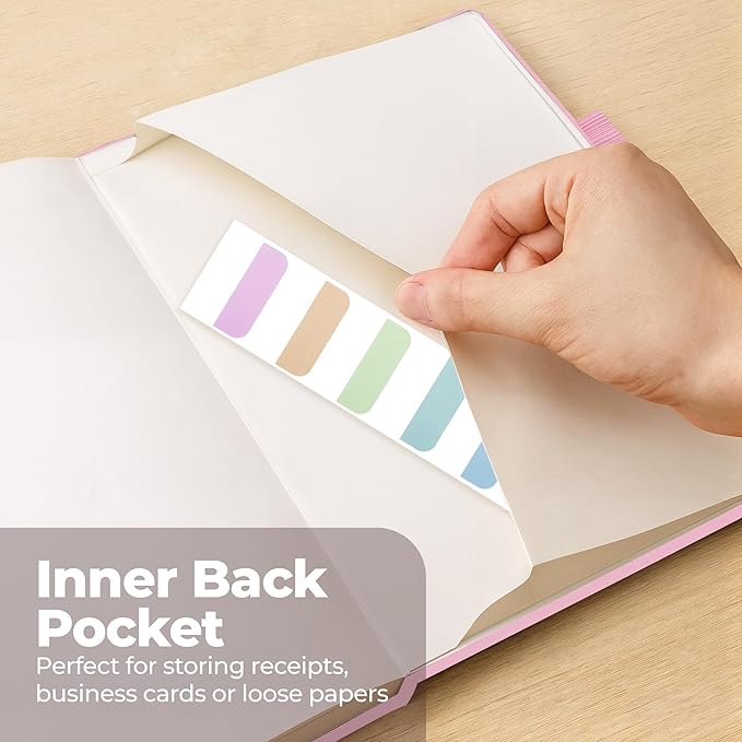 Lined Leather Bound Journal Notebook, A5 Hardcover - Pink 5.8x8.3" - Thick 300 Pages College Ruled Paper Journals for Men and Women - Personal and Professional Note Book for Writing & Journaling-DeskLoop Office