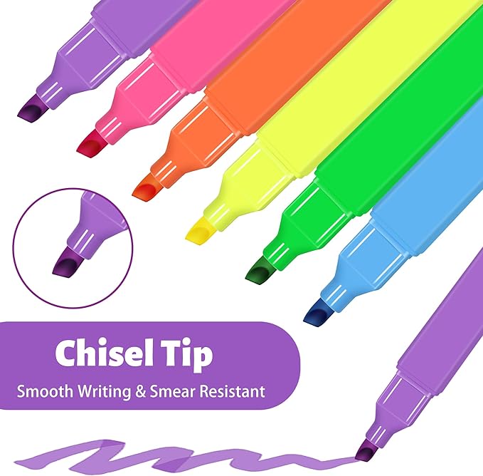 Highlighters,12pcs Aesthetic Pastel Highlighters, Chisel Tip Book Highlighter, Cute Pens with Chisel Tip, No Bleed Bible Highlighter Assorted Colors-DeskLoop Office