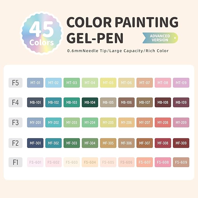 Gel Pens for Adult Coloring Books, 45 Colors Set Gel Colored Pens Marker, Perfect Gel Pens for Adult Drawing Doodling Journaling, Art Supplies and DIY Crafts-DeskLoop Office