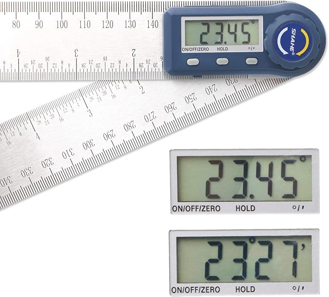 Digital Angle Finder,2 in 1 Digital Protractor, 7 inch / 200mm Stainless Steel Digital Angle Ruler with Zeroing and Locking Function-DeskLoop Office