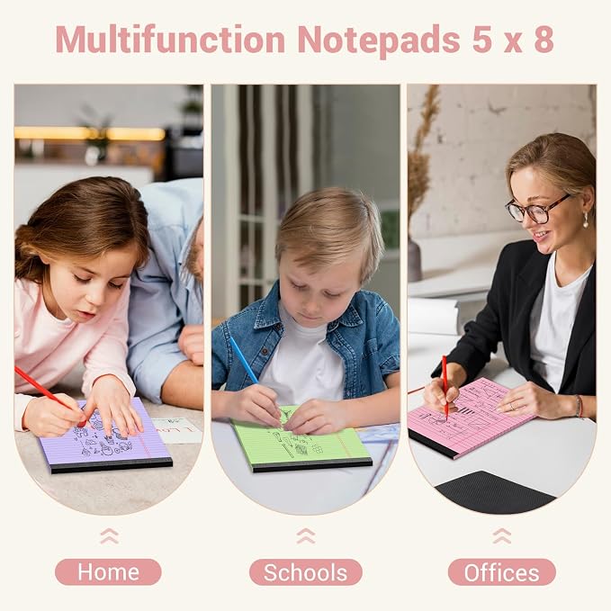 Legal Pads 5x8 Colored Note Pads, 4 Pack College Ruled Notepads 5x8 Lined Paper - Image 7