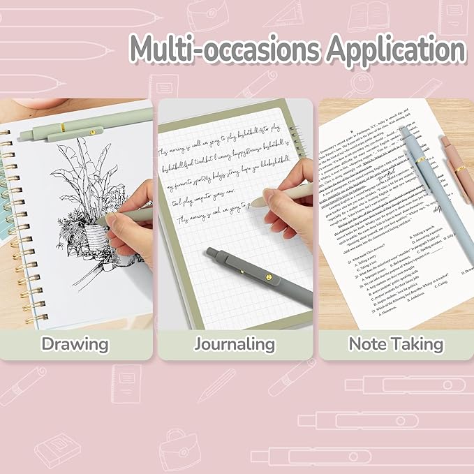 Gel Pens, 6 pcs 0.5mm Black Ink Pens Gold Morandi Barrel Fine Point Smooth Writing Pens Quick Dry Pen for School Office Supplies, Gifts for Girls Women-DeskLoop Office