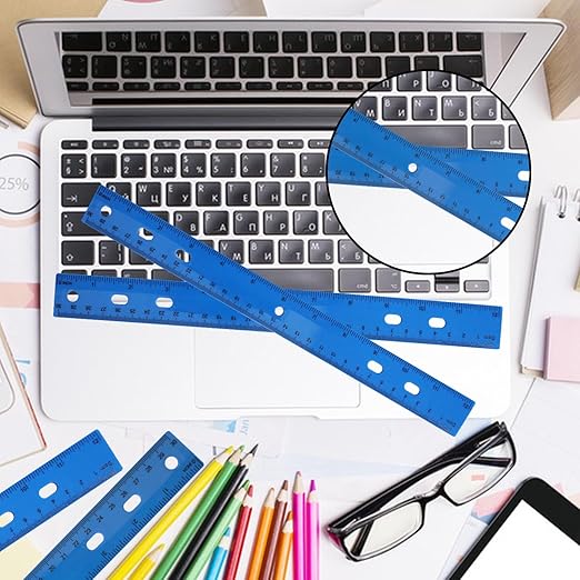 200 Pack 12-Inch Plastic Rulers Bulk, Blue Plastic Ruler, Ruler with Dual-Scale Measurement, Easy to Store, for Educational, Home, or Office and, Practical Use by KUKLIPJIM-DeskLoop Office