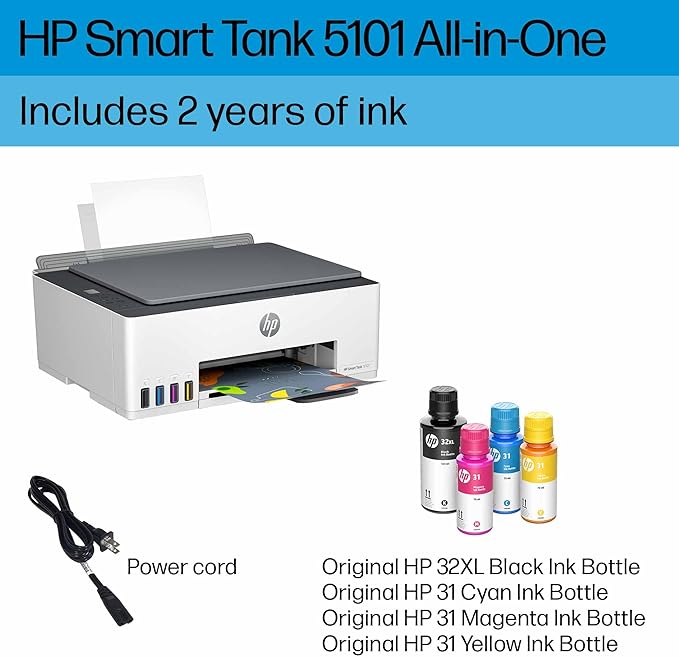 HP Smart Tank 5101 Wireless All-in-One Ink Tank Printer with up to 2 years of ink included (1F3Y0A)-DeskLoop Office