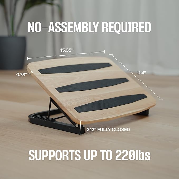 Adjustable Under Desk Foot Stool - Ergonomic Foot Rest with 7 Angles - Walnut-DeskLoop Office