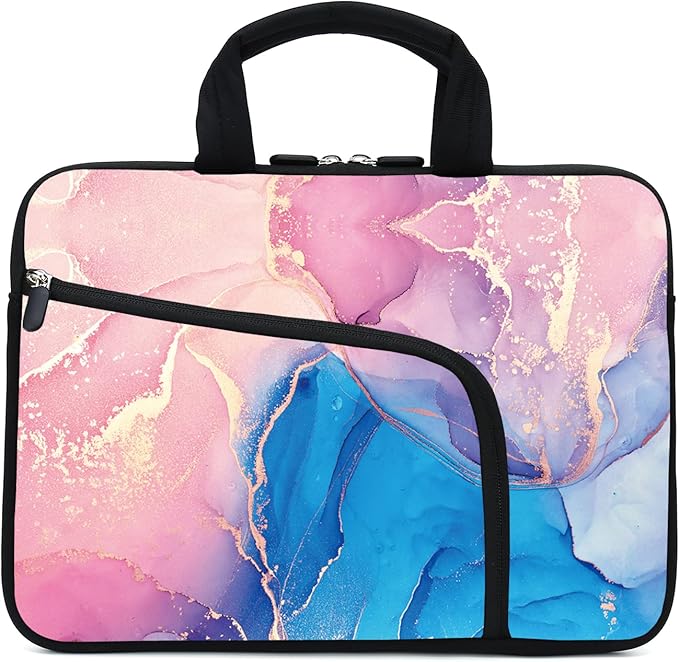 11.6" 12.2 inches Laptop Sleeve Chromebook Case Ultrabook Case Notebook Sleeve Tablet Case Neoprene Handle Sleeve for Men Women, Two Pockets Fit Apple MacBook Air Samsung Acer HP DELL(Marble)