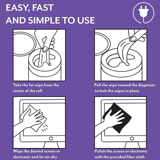 Screen Cleaner Wipes: Electronic Wipes for Screens - Computer Screen Wipes for Lens, Phone, Tv Screen and Monitor Cleaning - Tech Wipes & Microfiber Cloth (Canister, 50 Count)-DeskLoop Office