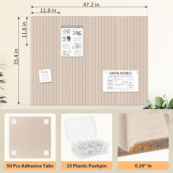 Smarpau 12 Pack Large Cork Board, 48"x36" Felt Bulletin Board, Corkboard with 35 Pushpins 50 Removable Security Stickers, Cork Boards for Office Home-DeskLoop Office