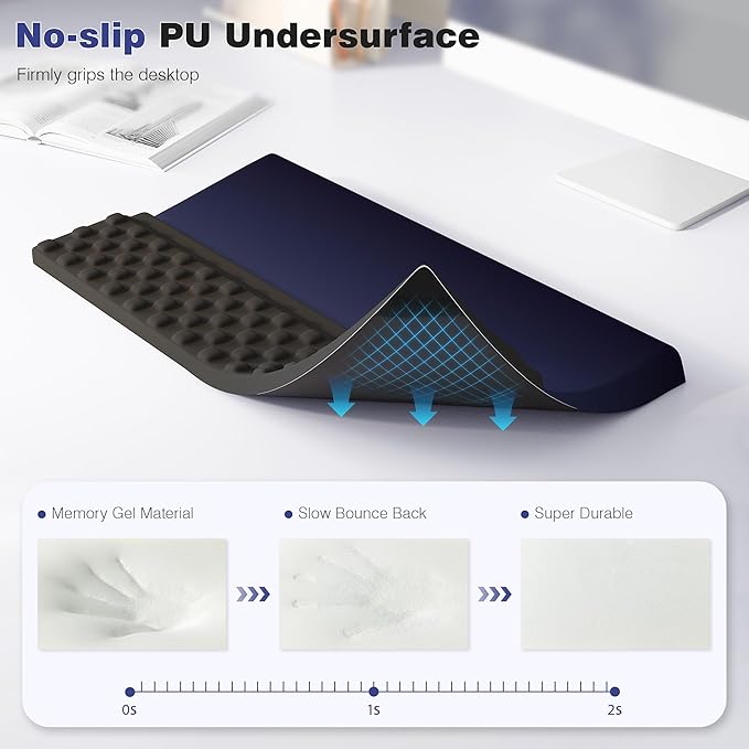 Ospelelf Ergonomic Keyboard Wrist Rest Stand Riser Holder Pad for Typing Black Blue-DeskLoop Office