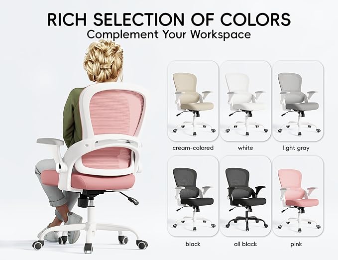 TRALT Office Chair - Ergonomic Office Chair with Back Support, Home Office Desk Chairs, Comfy Desk Chair, Computer Chair, 330lbs Wide Seat Big and Tall Office Chairs for Students (Pink)-DeskLoop Office