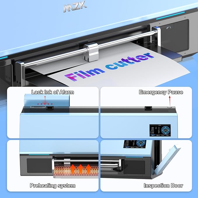 MZK A3 Plus DTF Printer XP600 Doubled-Speed,13+" DTF Film,Built-in Holiday Automatic Timed Cleaning Printhead,LED Multi-Function Fouch Screen,Film Cutter,White Ink Circulation,Gift Ink 2 Year-DeskLoop Office