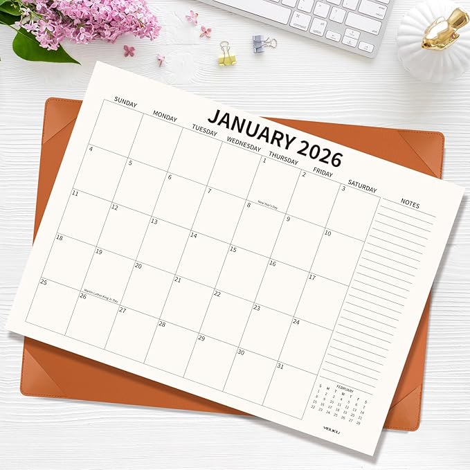 Desk Calendar 2025-2026 with Desktop Mat, 22x17 inch Large Desk Pad Calendar July 2025 to June 2026, Big Desk Planner for Home Office and School, Brown-DeskLoop Office