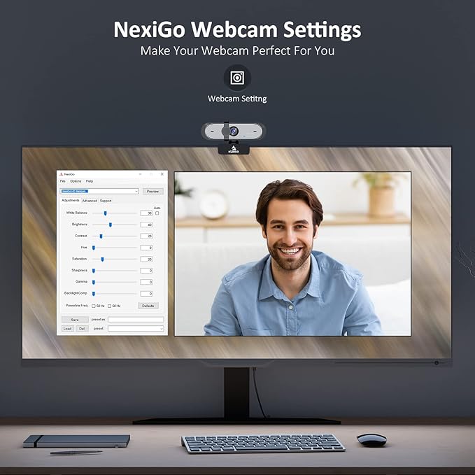 NexiGo N660P 1080P 60FPS Webcam with Software Control, Dual Microphone & Cover, Autofocus, HD USB Computer Web Camera, for OBS/Gaming/Zoom/Skype/FaceTime/Teams/Twitch-DeskLoop Office
