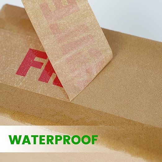 ADHES Fragile Tape, Biodegradable Kraft Paper Tape - 2in x 55yds, 3 Rolls, Strong Adhesive, Eco-Friendly Paper Packing Tape for Shipping & Moving, Heavy Duty Protection for Fragile Items-DeskLoop Office