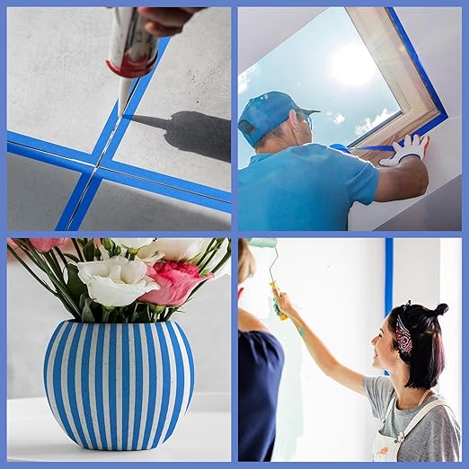 18 Rolls Painters Tape 2 Inches Wide Blue Painters Tape 18 Roll x 1.89 Inch x 55 Yards Blue Masking Tape for Home Decoration DIY Furniture-DeskLoop Office