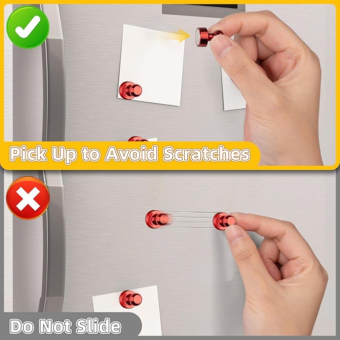 VNDUEEY 16 Pack Red Fridge Magnets, Refrigerator Magnet, Strong Magnets for Whiteboard, Magnetic Push Pins, Cute Magnet for Kitchen, Office, School, Adults-DeskLoop Office