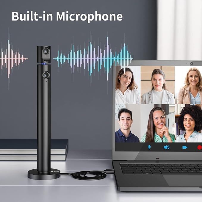 CZUR Halo Streaming Dual Webcam, Professional USB Web Camera 1080P with Microphone, 90° View Computer Camera, Plug & Play, Compatible with Windows/Mac, for Skype/TikTok/YouTube/Yahoo Messenger-DeskLoop Office
