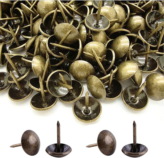 500Pcs Upholstery Tacks, BetterJonny Decorative Furniture Nails Pins 17X11MM Bronze Metal Thumb Tacks for Upholstered Furniture Cork Board, Home Decor-DeskLoop Office