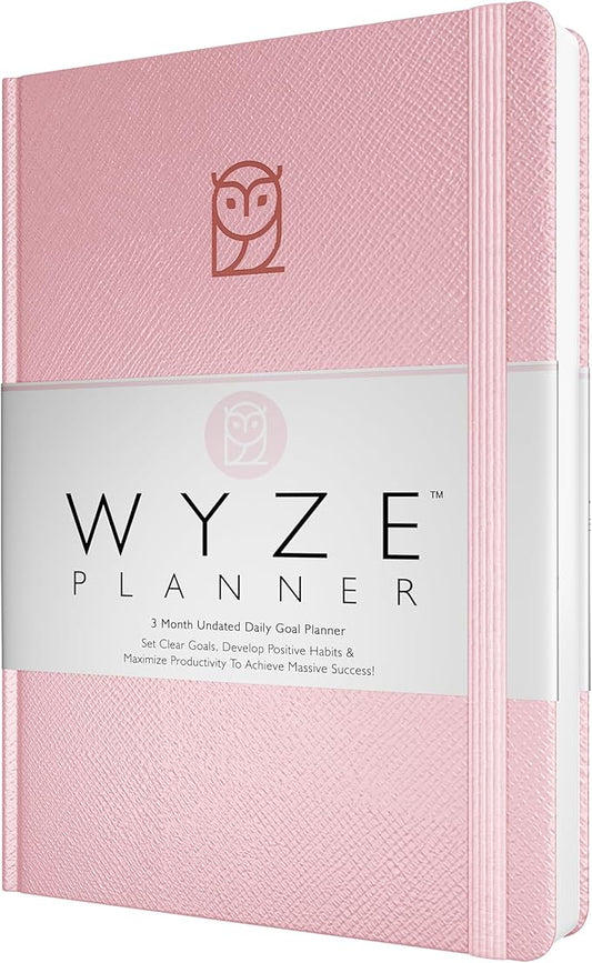 Undated Daily Planner – 3-Month A5 Productivity Organizer with Full Page Per Day, Hourly Schedule, Goal Setting, Habit Tracker, Weekly & Monthly Pages – Hardcover Time Management Notebook (Pink)-DeskLoop Office