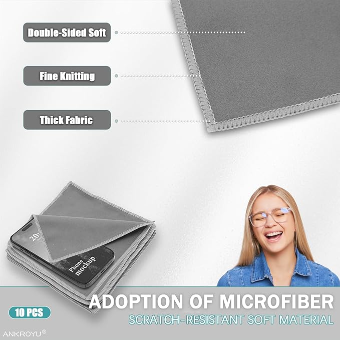 10 Cleaning Cloth, Hearing Aid Cleaning Wipes, Microfiber Dust Remover, Reusable Glasses Cleaning Wipes, Clean Dry Wipes for Glasses, Lens, Screens & More-DeskLoop Office