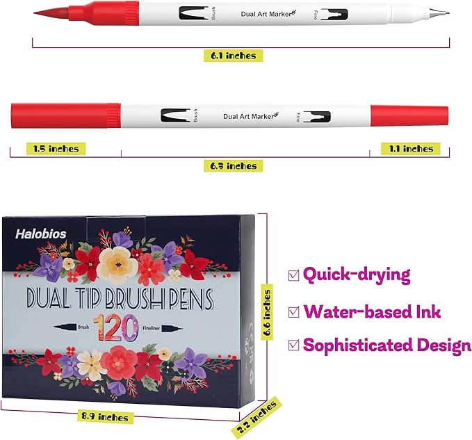 120 Color Dual Tips Brush Pens, Fine and Brush Tip Markers with Swatch Card for Adult Coloring, Art Markers Set for Journaling Calligraphy Drawing Sketching Doodling Illustrating-DeskLoop Office