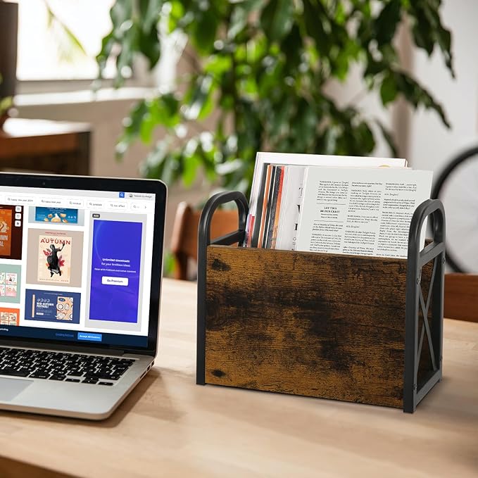 YINMIT Magazine Holder, Magazine Rack Floor, Magazine Storage Basket, Folder Organizer Bin for Books, Newspapers, Tablets-DeskLoop Office