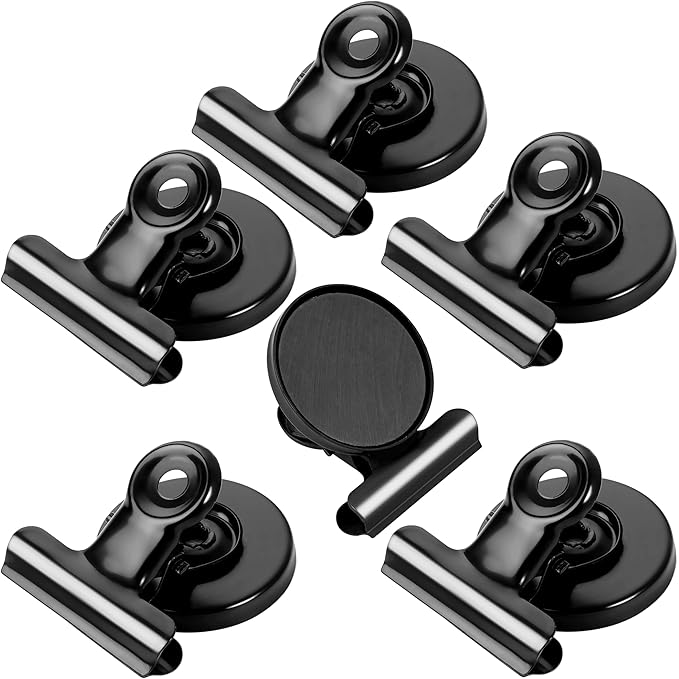 VNDUEEY 6 Pack Refrigerator Magnets Fridge Magnets, Black Magnetic Clips Whiteboard Magnets, Magnet Clips for Home and Office List Display-DeskLoop Office