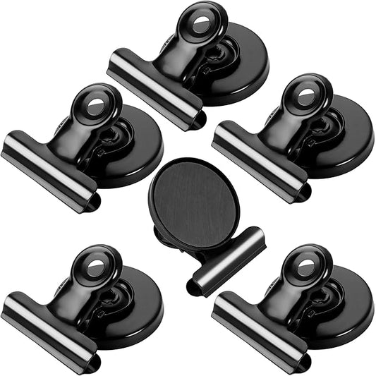 VNDUEEY 6 Pack Refrigerator Magnets Fridge Magnets, Black Magnetic Clips Whiteboard Magnets, Magnet Clips for Home and Office List Display-DeskLoop Office