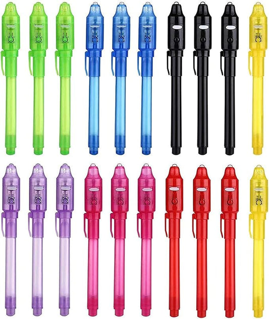 20PCS Invisible Ink Pens with UV Light Party Bag Fillers for Boys and Girls, Magic Pen Disappearing Ink for Kids, UV Light Spy Pen for Writing Secret Message-DeskLoop Office