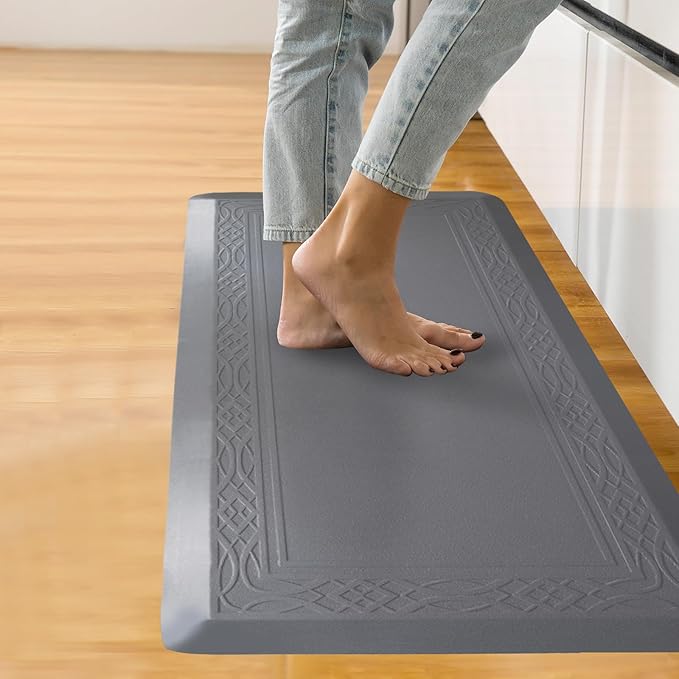 24 x 60 Inch Extra Support Anti Fatigue Comfort Kitchen Mat, Waterproof Long Kitchen Runner, Non-Slip Standing Desk Mat, Commercial Pads for Offices, Home, Garages (Bordeaux Grey, 24'' x 60'')-DeskLoop Office