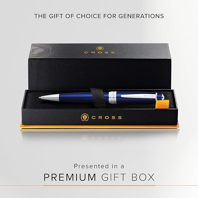 Cross Bailey Refillable Ballpoint Pen Presented in a Premium Gift Box - Medium Point, Black Ink, Blue-DeskLoop Office