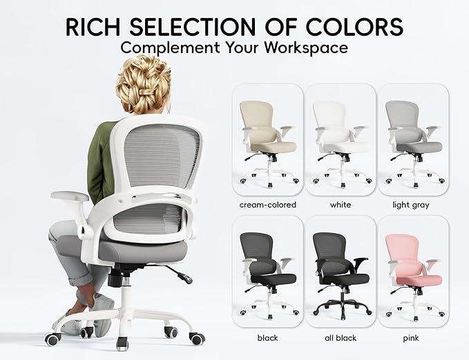 TRALT Ergonomic Office Chair - Comfy Desk Chair with Back Support, Home Office Desk Chairs, Computer Chair, 330lbs Wide Seat Big and Tall Office Chair for Executives (Grey)-DeskLoop Office