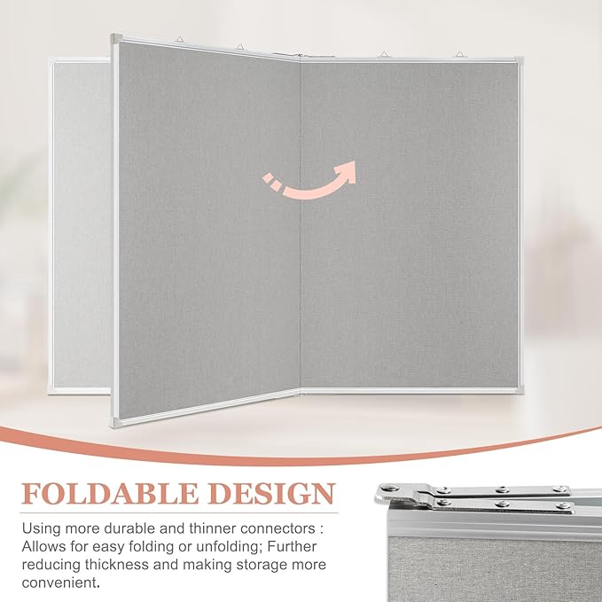 Double-Sided Large Cork Board with Linen, 60" x 40" Foldable Hanging Aluminum Framed Bulletin Board, Vision Board Pin Board Corkboards for Walls, Office, School Decor, 20 Pushpins-DeskLoop Office