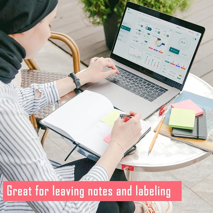 HappyHapi Sticky Notes 3x3 Inches Bulk 36 Pack 3600 Sheets Colored Self-Stick Pads, 100 Sheets/Pad, 4 Bright Colors (Yellow, Green, Pink, Blue) for Office Supplies, School, Home-DeskLoop Office