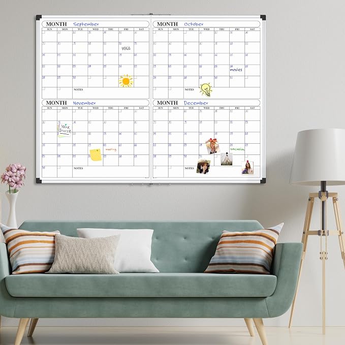 XBoard Magnetic Calendar Whiteboard 48x36 inch, 4 Month Dry Erase Board Planner - Image 7