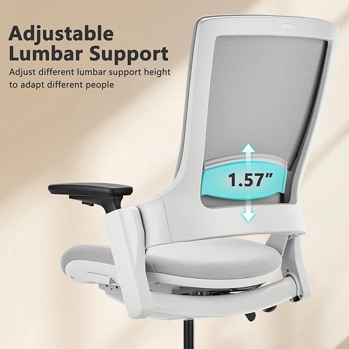 CLATINA Office Chair Swivel Executive Chair, Adjustable Ergonomic Computer Chair with 3D Armrest and Lumbar Support, Fabric Backrest Task Chair for Home Office Conference Room-DeskLoop Office