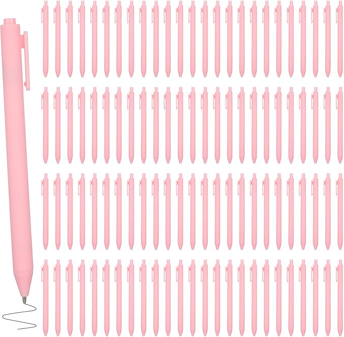 100 Pcs Ballpoint Pens, 1.0 mm Retractable Comfortable Writing Pens Large Capacity Black Ink Ballpoint Pen Set for Teacher Student Office School Home Supplies-DeskLoop Office