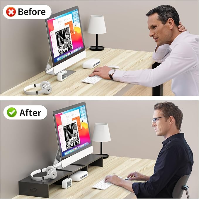 Pholiten Dual Monitor Stand Riser for 2 Monitors,Desktop Monitor Stand with Adjustable Length and Swivel Angles, Extra Long Multifunctional Stand up to 48.2" fit Computer Laptop Printer Max 44 lbs