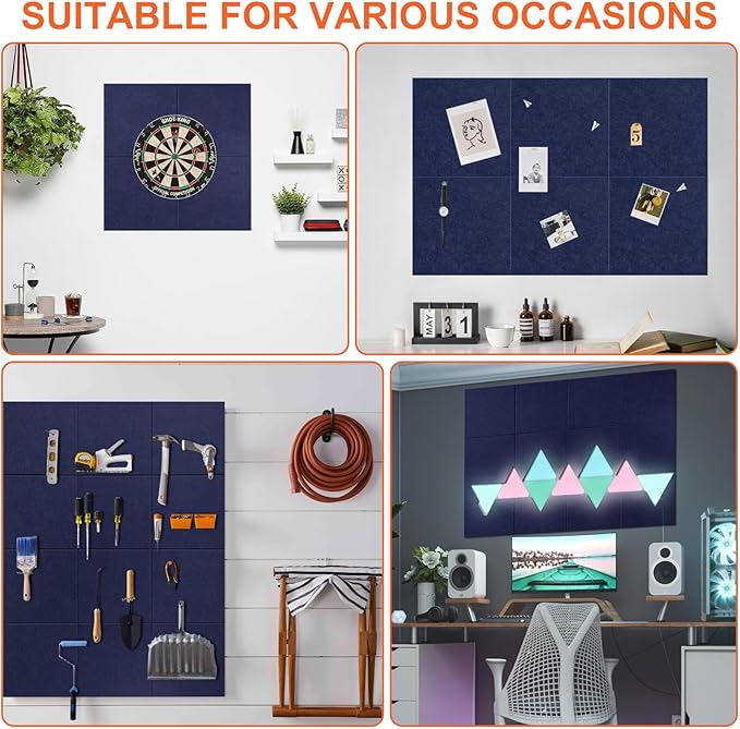 Cork Boards for Walls 48" x 36" Felt Board Alternative, 12 Pack Felt Wall Tiles Bulletin Board, Large Cork Board for Office Pin Board Tack Board Cork Boards-DeskLoop Office