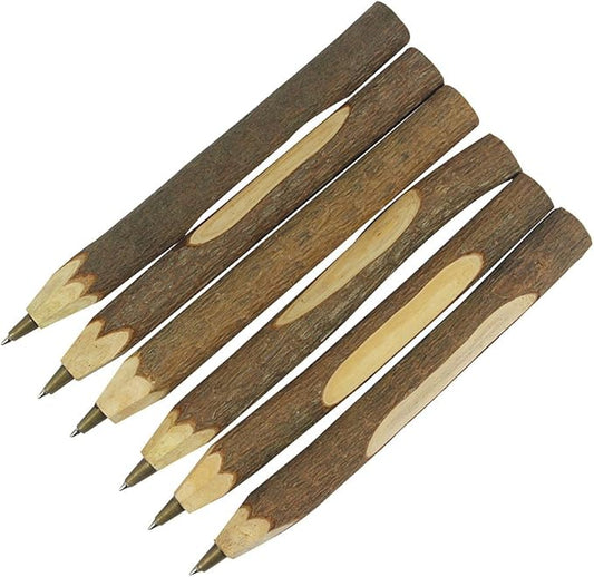 Handmade Wooden Ballpoint Pen Creative Original Ecological Wood Pen Short Style (about 5 inches, 13 cm) - 6 pcs-DeskLoop Office